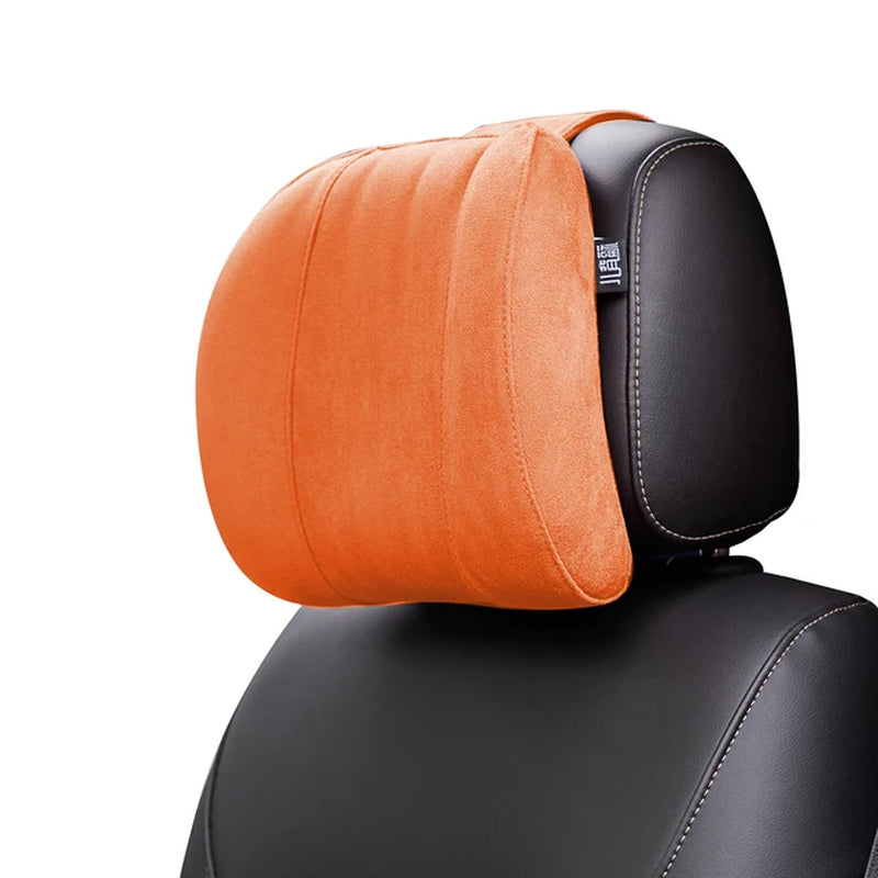 "Suede Car Headrest Pillow: Memory Foam Neck Support for Comfortable Car Travel"
