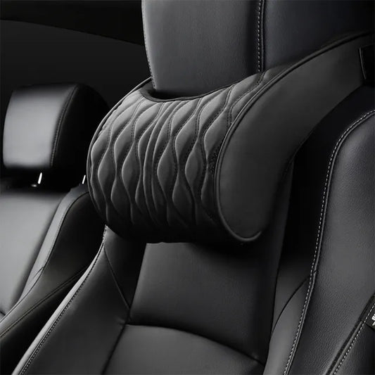 Premium PU Leather Car Neck Pillow: Lumbar Support Memory Backrest Headrest Cushion for Ultimate Comfort and Style