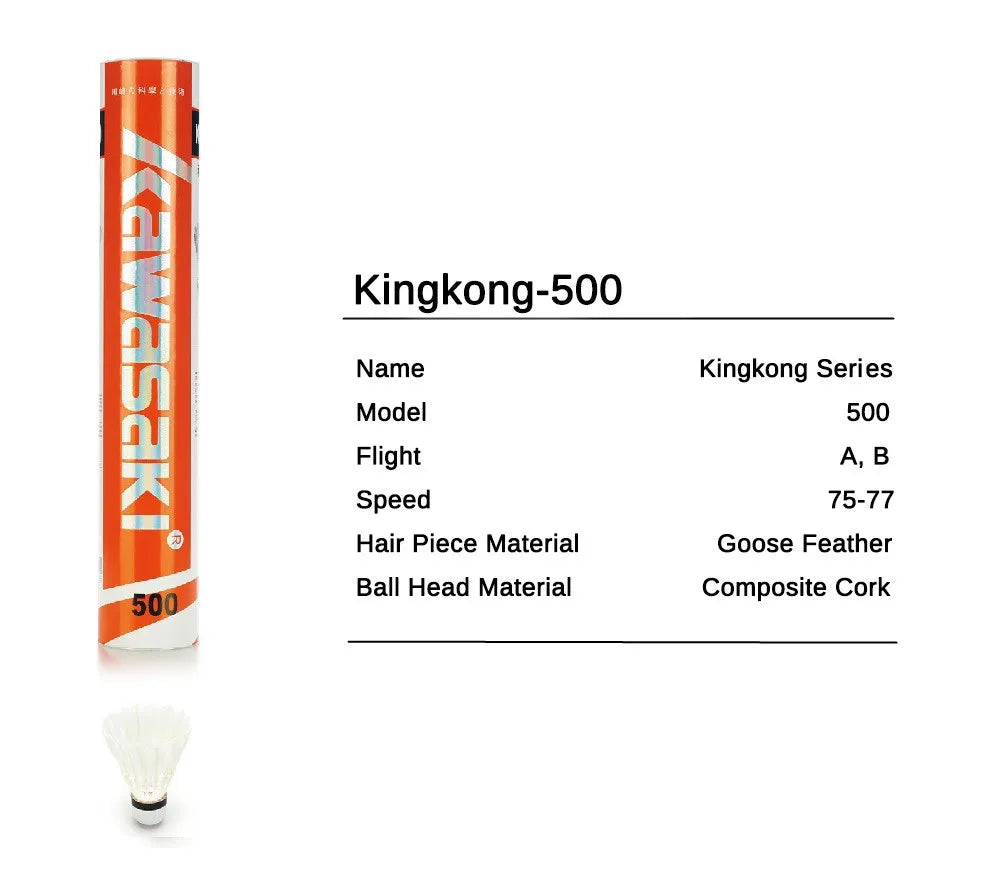 12Pcs/Lot  King Kong 500 Badminton Goose Feather Shuttlecock Speed 77 Durable Badminton Ball for Training Exercise